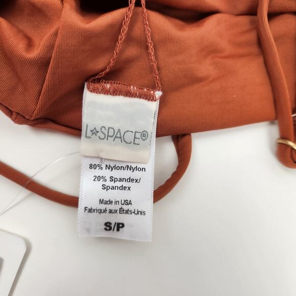 L*Space Rebel Stripe Bikini Top Brown Pink Size Small NWT - Picture 3 of 4